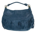 B Makowsky Pebbled Leather Fringed Hobo Purse Bag Handbag