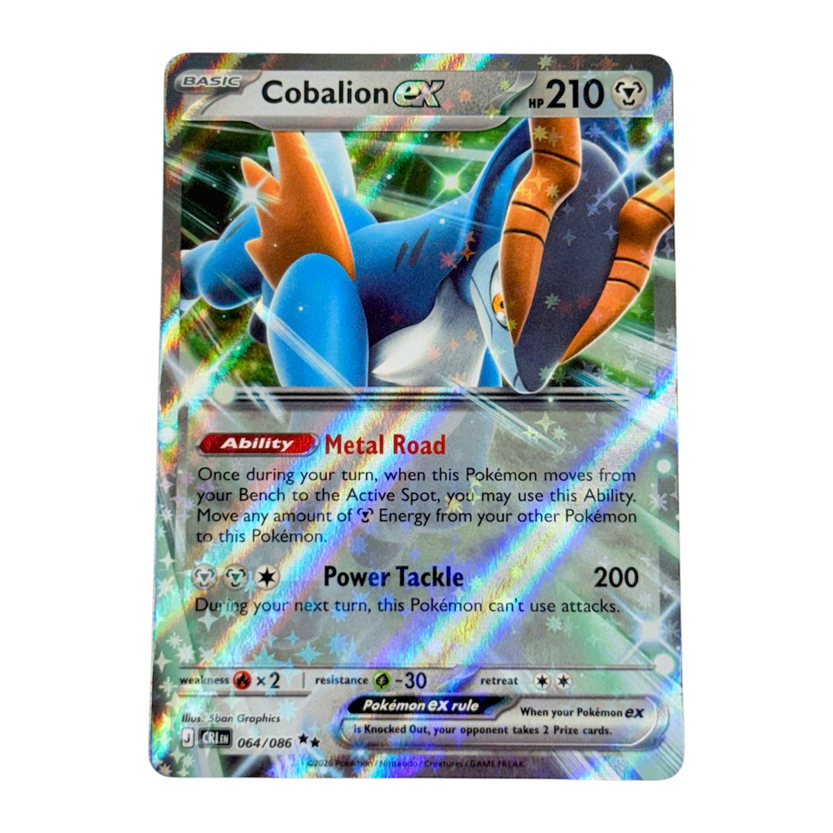pokemon card cobalion Japanese 068/086 sv11B R Rare TCG Weakness Fire 2 Resistance Grass Cobalion  Legendary Treasures (LTR)