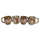 Made In Japan Brown White Leaf Stem Branch Tea Coffee Mug Set of 4