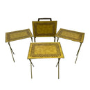 Lavada MCM Gold Brown Floral Flowers TV Tray 5 pc Set