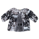 One World Womens Black Brown Bohemian Boho Tassel Sheer Blouse Shirt