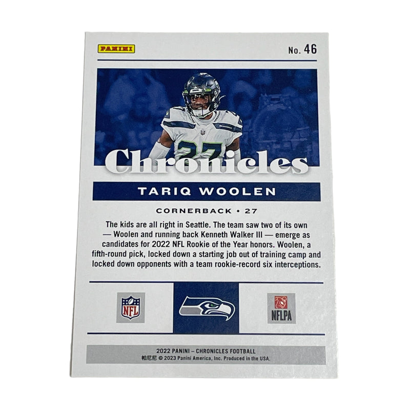 Tariq Woolen Seattle Seahawks 2022 Panini Chronicles Teal Football Card