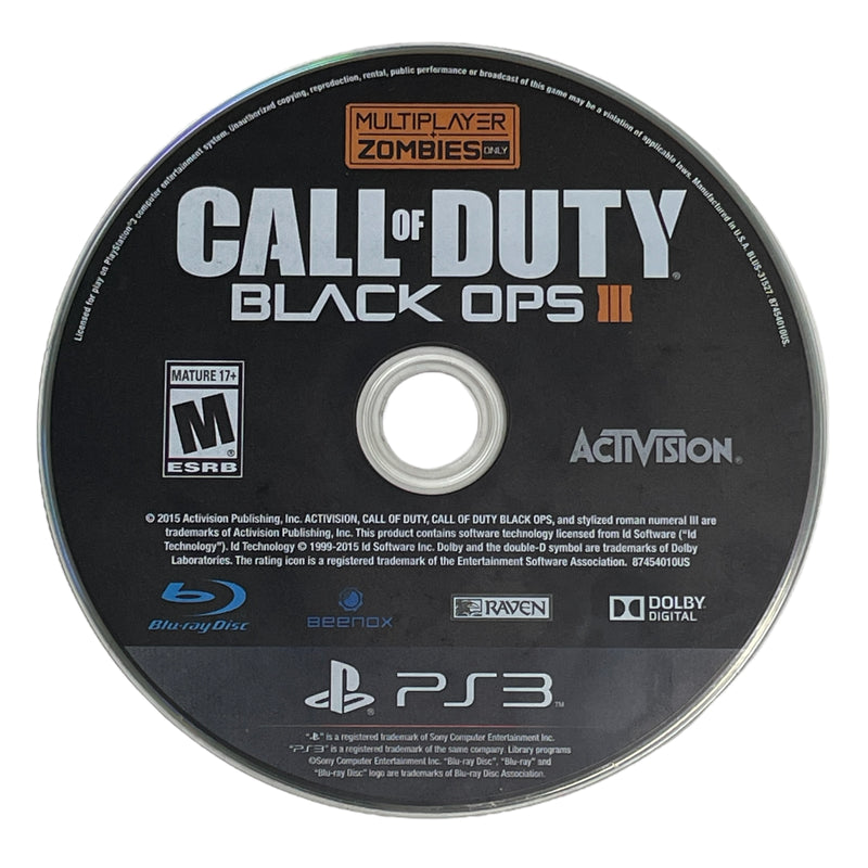 Call Of Duty Black Ops III 3 Sony Playstation 3 PS3 Video Game Disc