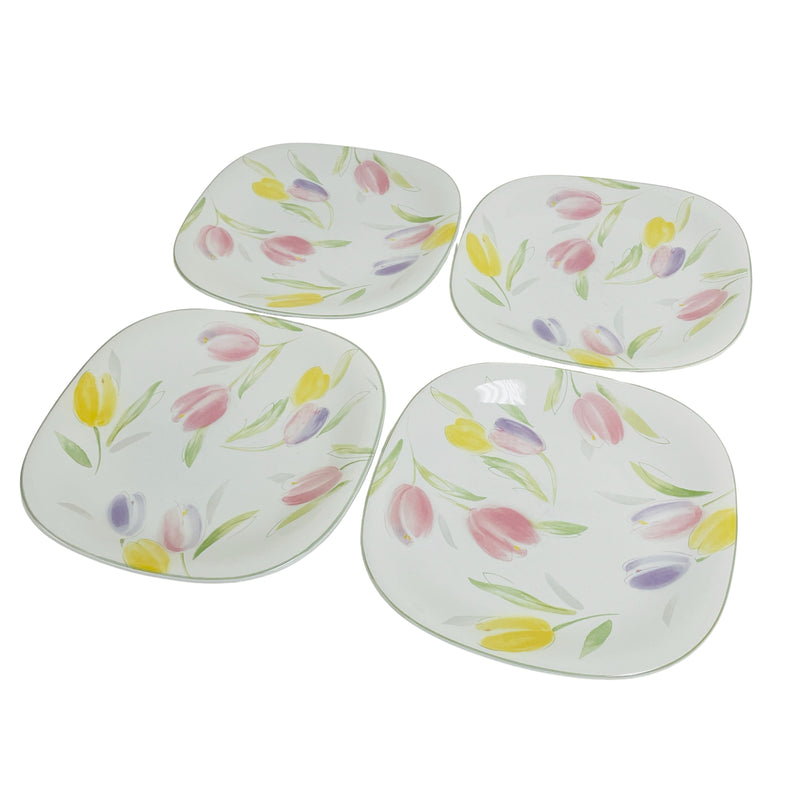 (4) Studio Nova French Tulips Floral Flowers 10.5" Dinner Plates CH007