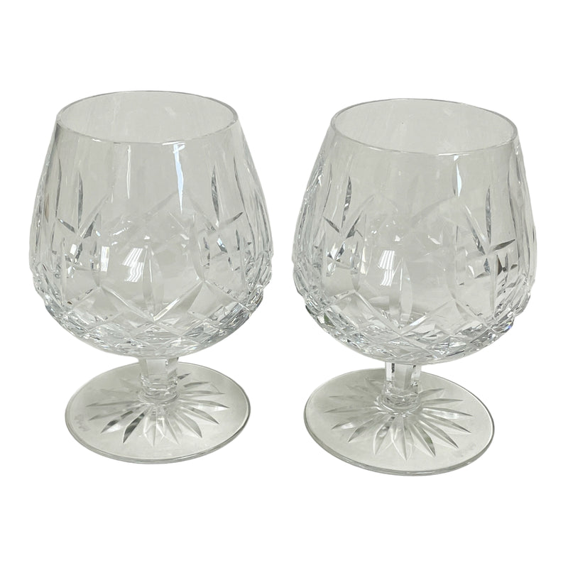 (2) Waterford Lismore Brandy Snifters 12 oz 5 1/4" Crystal Glasses