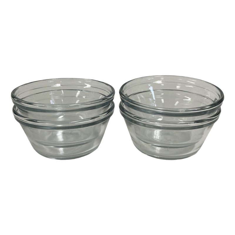 (4) Anchor Hocking Clear Glass 6 oz / 177 ML Custard Bowl Cups