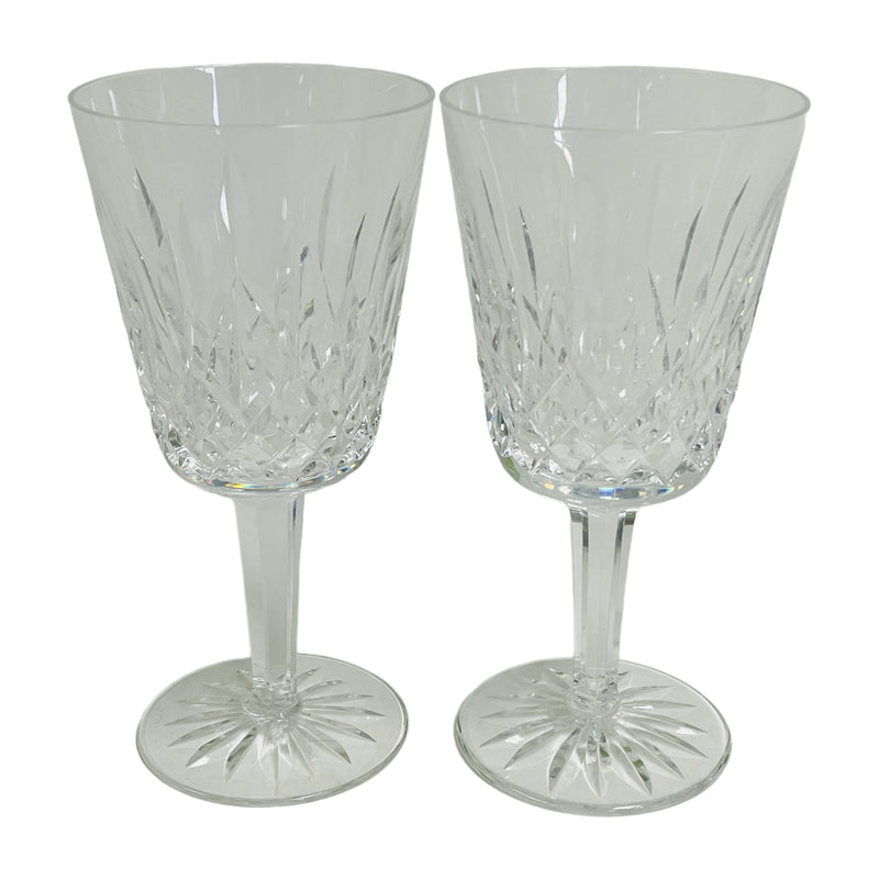 (2) Waterford Lismore Crystal Water Goblet 9 oz 6 7/8" Wine Glasses