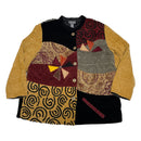 Indigo Moon Floral Flower Boho Geometric Patchwork Sun Buttons Jacket