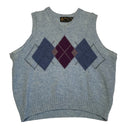 Warp Two Winter Wear Womens 100% Wool Argyle Blue Red Sweater Vest