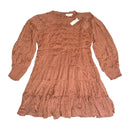 Anthropologie Viscose Pink Rose Above Knee Long Sleeve Ruffle Dalia Mini Dress