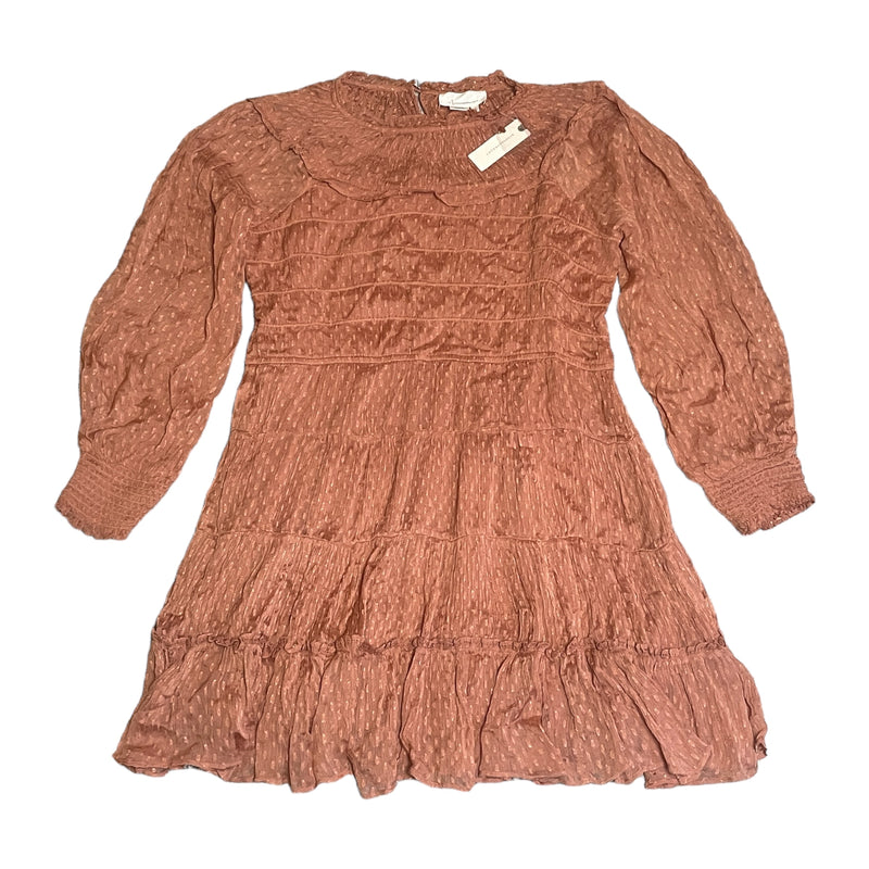 Anthropologie Viscose Pink Rose Above Knee Long Sleeve Ruffle Dalia Mini Dress