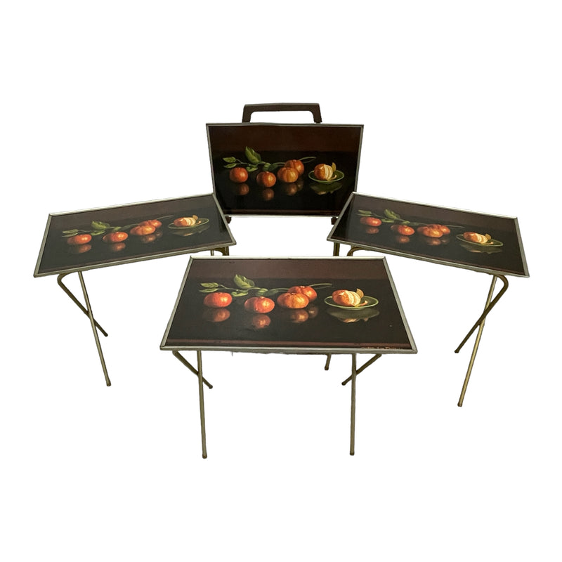 Michael San Fratello MCM Fruit Still Life Painting Litho Art TV Tray 5 pc Set