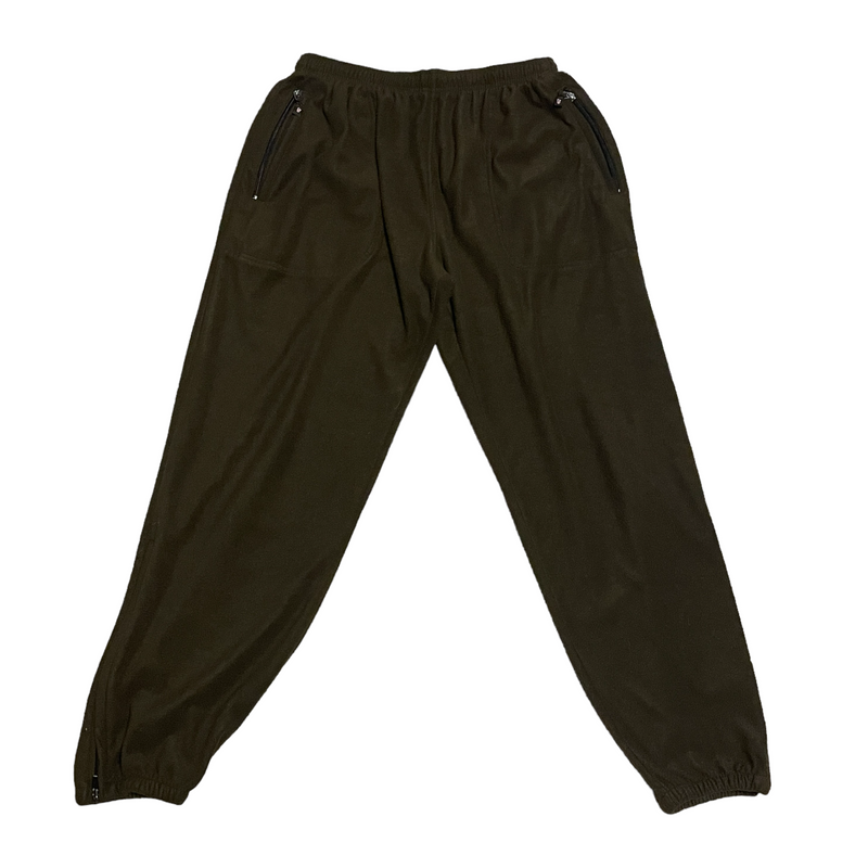 Outersport Mens Green Fleece Zip Pockets Sweatpants