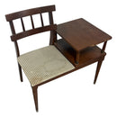 Vintage Mid Century Modern MCM Wood Telephone Gossip Table Bench