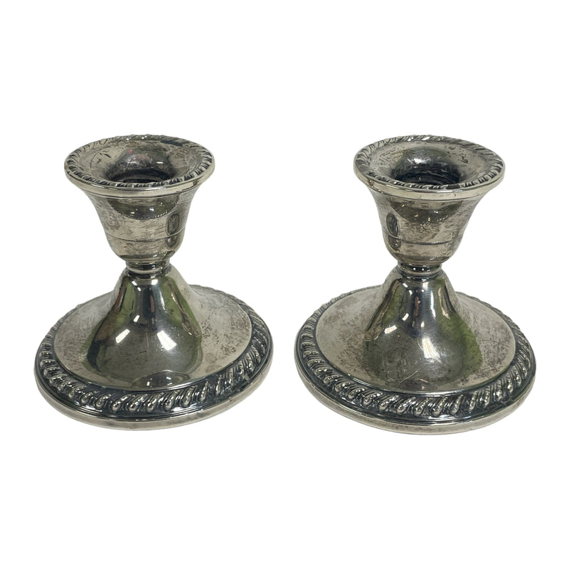 (2) Rogers Sterling Weighted Reinforced 1901 Candle Holders