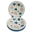(4) Eddie Bauer Home Red White Blue American USA Stars 7 3/4" Lunch Salad Plates