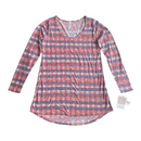 Lularoe Lynnae Womens American Flag Red White Blue Stars Long Sleeve Shirt