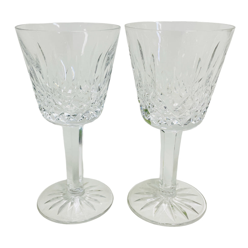 (2) Waterford Lismore Crystal Water Goblet 6 oz 5 7/8" Wine Glasses