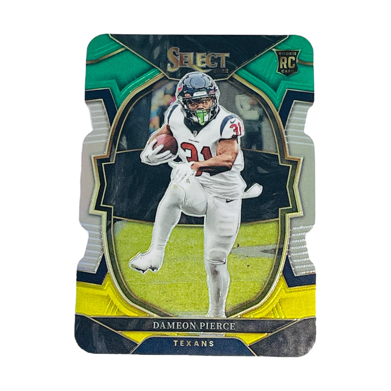 Dameon Pierce Texans 2022 Panini Select Concourse Green Yellow Die Cut Card