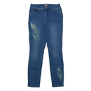 Martha Stewart Womens Peacock Bird Skinny Blue Denim Jeans