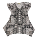 One World Womens Geometric Boho Brown Black White Stretchy Tunic Shirt