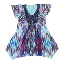 One World Womens Live Multicolor Tie-Dye Rainbow Stretchy Tunic Shirt