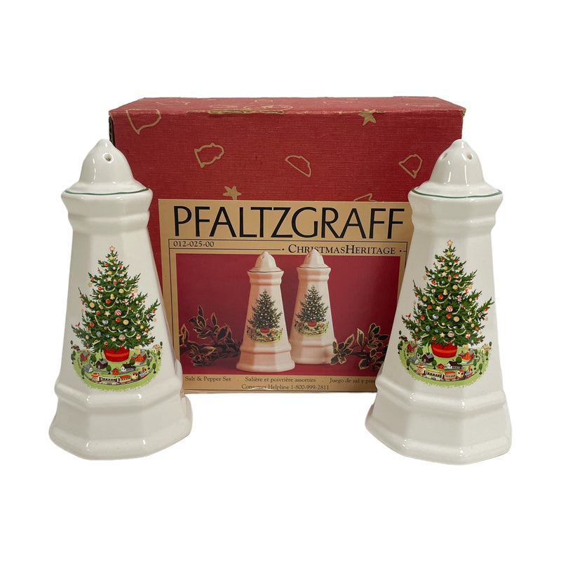 Pfaltzgraff Christmas Heritage Holdiay Tree 5 3/4" Salt & Pepper Shaker Set