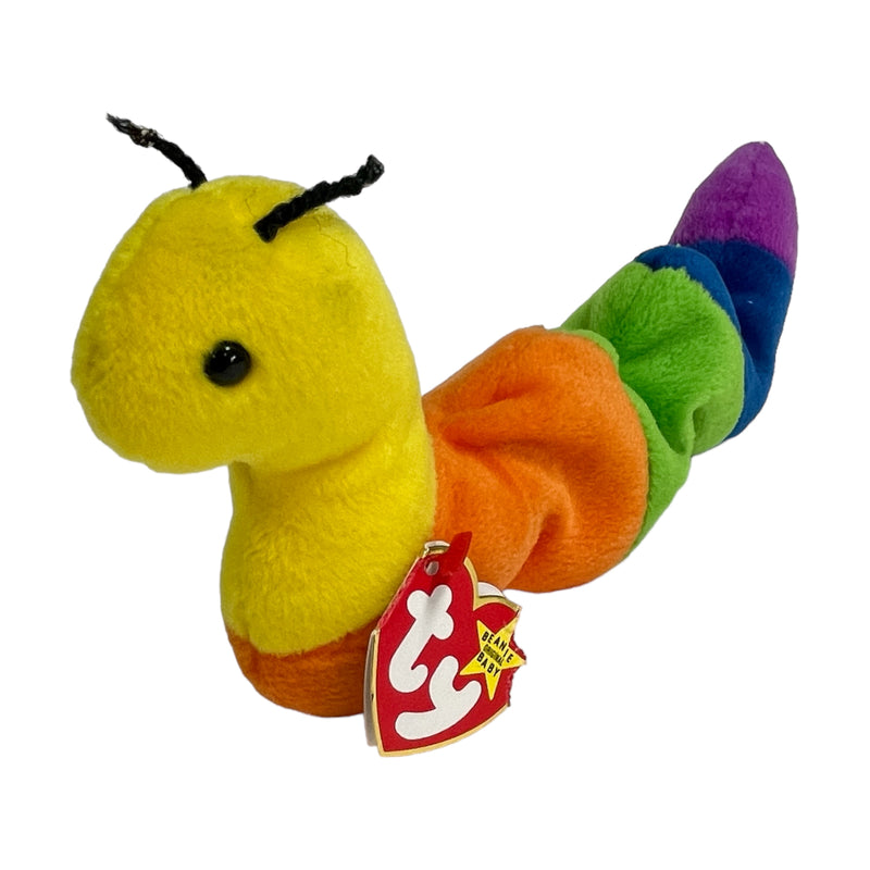 TY Beanie Babies Inch The Worm Rainbow Stuffed Toy Beanbag Plush 4044
