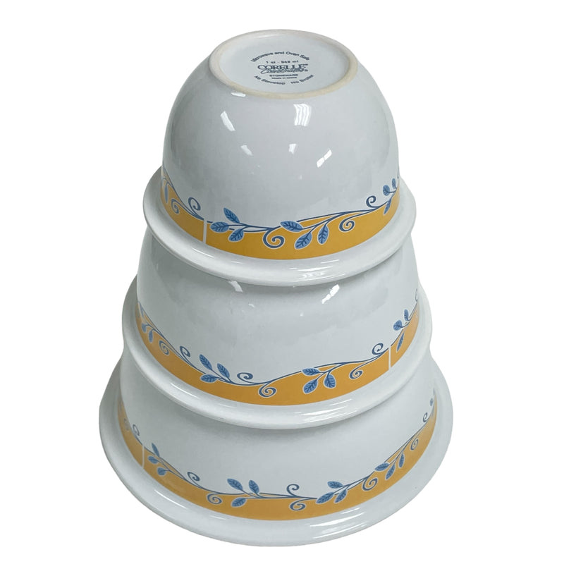 Corelle Coordinates Casa Flora Yellow Blue Flowers 3 pc 1 2 3 Quart Qt Mixing Bowl Set