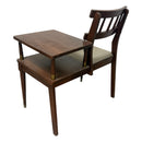Vintage Mid Century Modern MCM Wood Telephone Gossip Table Bench