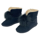 Bearpaw Libby Women's Suede Sheepskin Wool Fur Slip On Pom Pom Ankle Boots