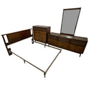 Bassett Furniture Tavern Walnut Brown MCM Full Bed Chest Dresser Bedroom Set