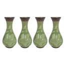 (4) Pfaltzgraff Patio Garden Green 6.25" Floral Flower Bud Vases 5047958