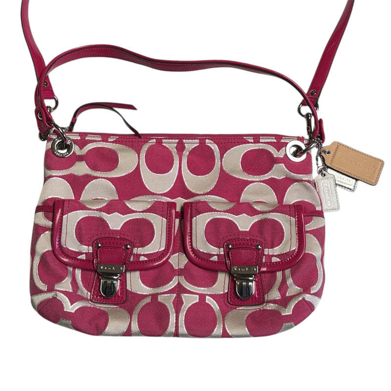 Coach Poppy Signature Double Pocket Pushlock Crossbody Purse Bag 18980