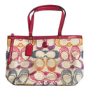 Coach Scribble Monogram Canvas Hot Pink Leather Trim Purse Tote Bag F21894