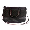 Coach Morgan Exotic Trim Brown Oxblood Signature Satchel Purse Bag F38413