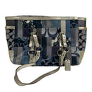 Coach Signature Denim Blue Patchwork Canvas Leather Shoulder Bag F13721