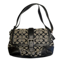 Coach Hampton Signature Jacquard Leather Flap Shoulder Bag Purse F12641