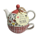 Pavilion Gift Mother Stackable 15 oz Teapot & 8 oz Tea Cup/Coffee Mug Set