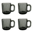 (4) Libbey Smoke Gray Optic Swirl Glass 8 oz Tea Cups Coffee Mugs