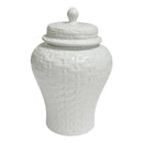 Liz Claiborne Ceramic White Wicker Woven 12" Vase Jar
