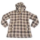 Koolaburra by UGG Sherpa Fleece Womens Hooded White Gray Plaid Brushed Back Sweater