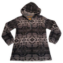 Koolaburra by UGG Sherpa Fleece Womens Hooded Black Gray Geo Brushed Back Sweater