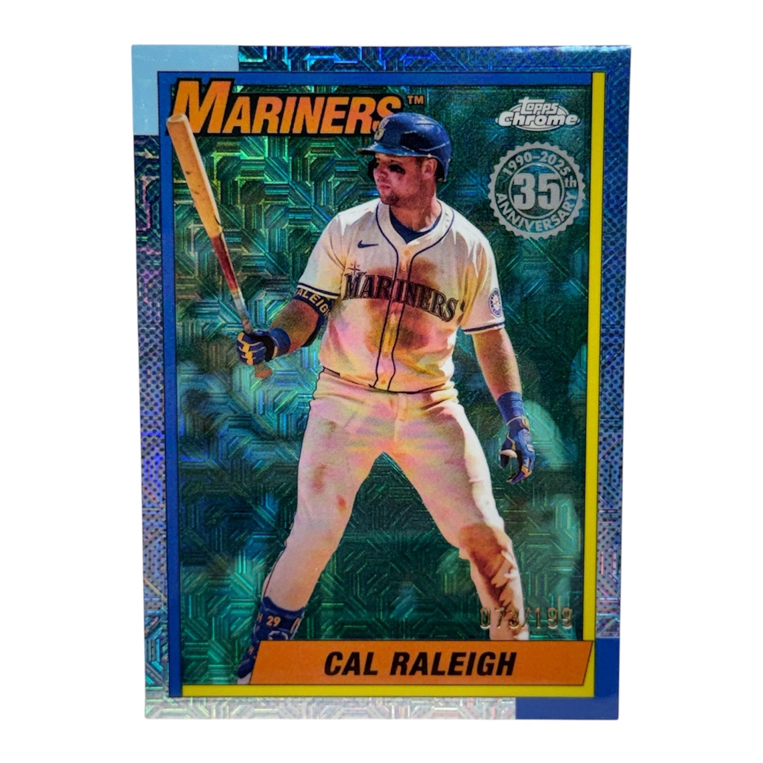Cal Raleigh Topps Chrome 35th Anniversary Silver Pack Aqua Refractor