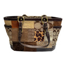 Coach Signature Limited Edition Brown Multicolor Canvas Patchwork Tote Shoulder Bag G0873-F12843