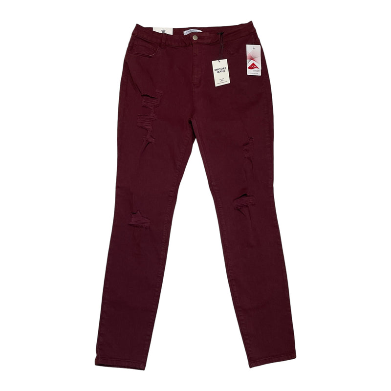 Encore Fine Wine Womens Burgundy Red Cotton Blend Ripped Jeans