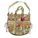 Coach Poppy C Daisy Applique Gold Gliter Pocket Tote Bag F21101
