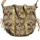 Coach Poppy C Daisy Applique Gold Gliter Pocket Tote Bag F21101