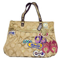 Coach Poppy Signature Khaki Gold Glitter Glam Purse Tote Bag 15307