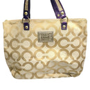 Coach Poppy Signature Khaki Gold Glitter Glam Purse Tote Bag 15307